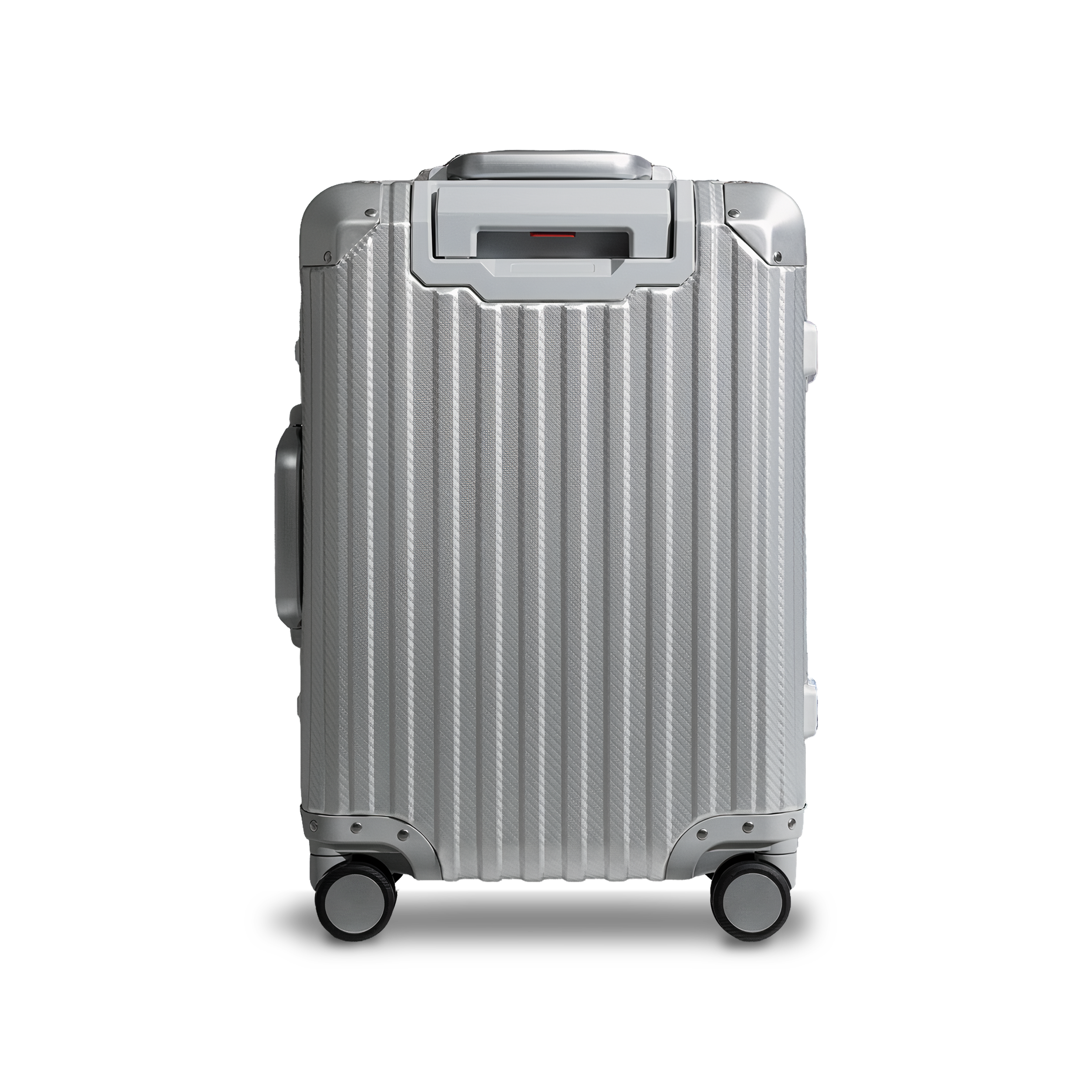 Argent Classic silver aluminium suitcase back view showing premium hard shell design and luxury travel finish