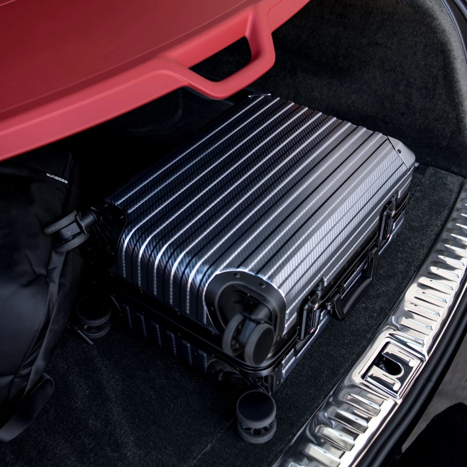 Steel Elegance Gun Metal aluminium suitcase view showing premium hard shell design and luxury travel finish